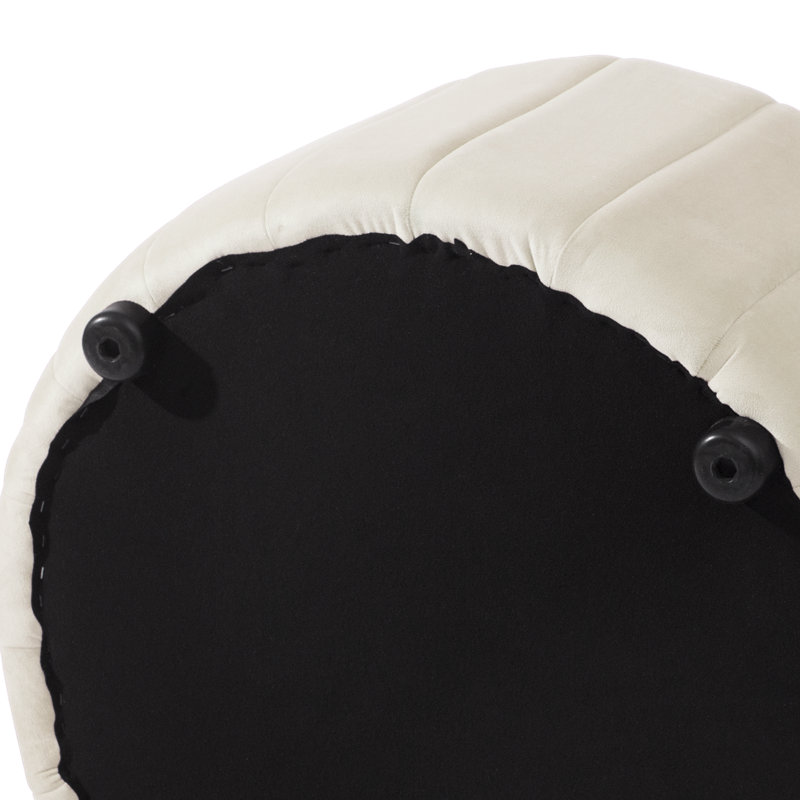 Savinien 74.8Cm Wide Velvet Round Footstool Ottoman with Storage, Beige