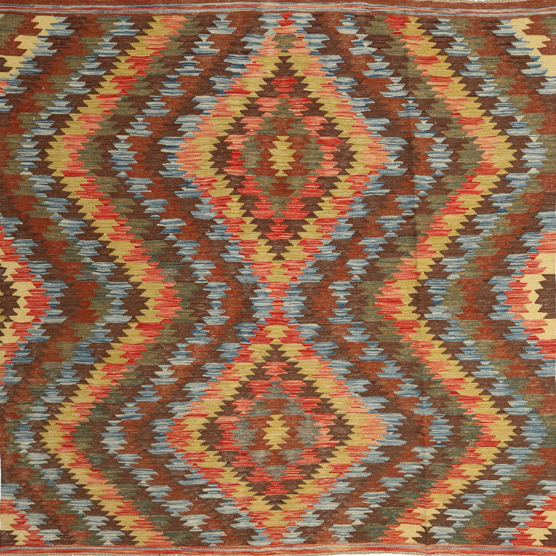 Tapis gris/brun/crème contemporaine, Carré 5 pi
