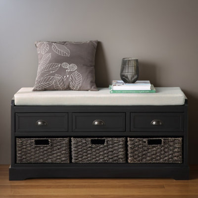 44" Shoe Storage Bench with Cushion, Entryway Storage with Storage by Red Barrel Studio