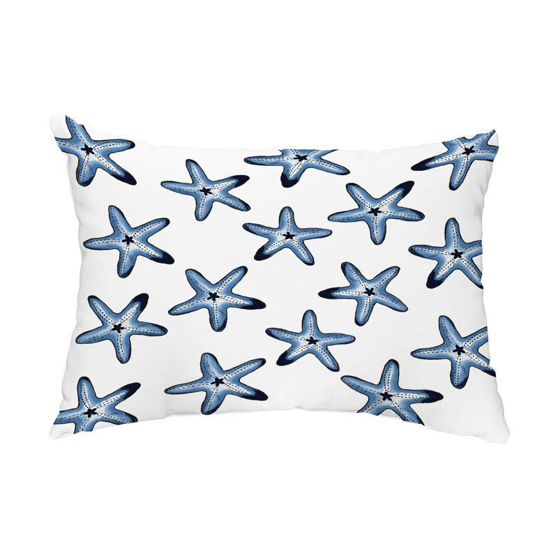 Geometric Outdoor Reversible Throw Pillow, Light Blue/White