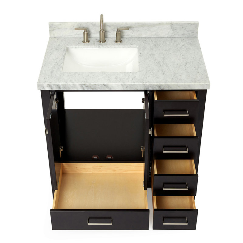 Ensemble de meuble-lavabo simple 37 po Cambridge, Espresso, Nickel brossé