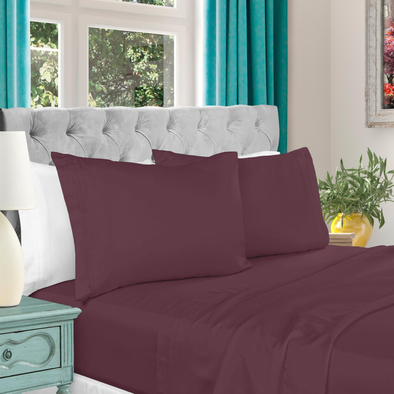 Ensemble de draps 4 pièces Luxury, Très grand, Prune
