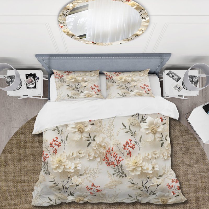 Ensemble de housse de couette Winter White Cottage Botanical Garden I - Floral