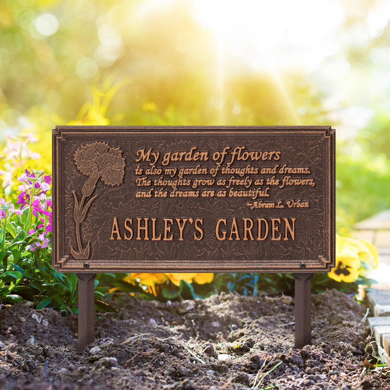 Plaque de jardin personnalisée Dianthus, Cuivre antique, Oui