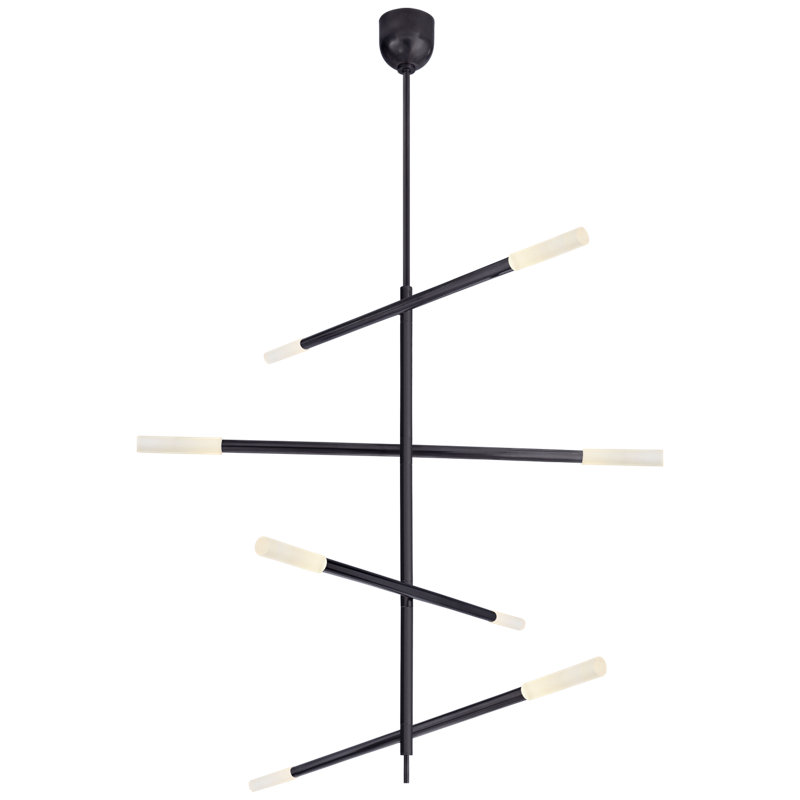 Kelly Wearstler Rousseau Large Articulating Chandelier, Bronze, 47.5" H x 48" W x 3" D, Etched Crystal