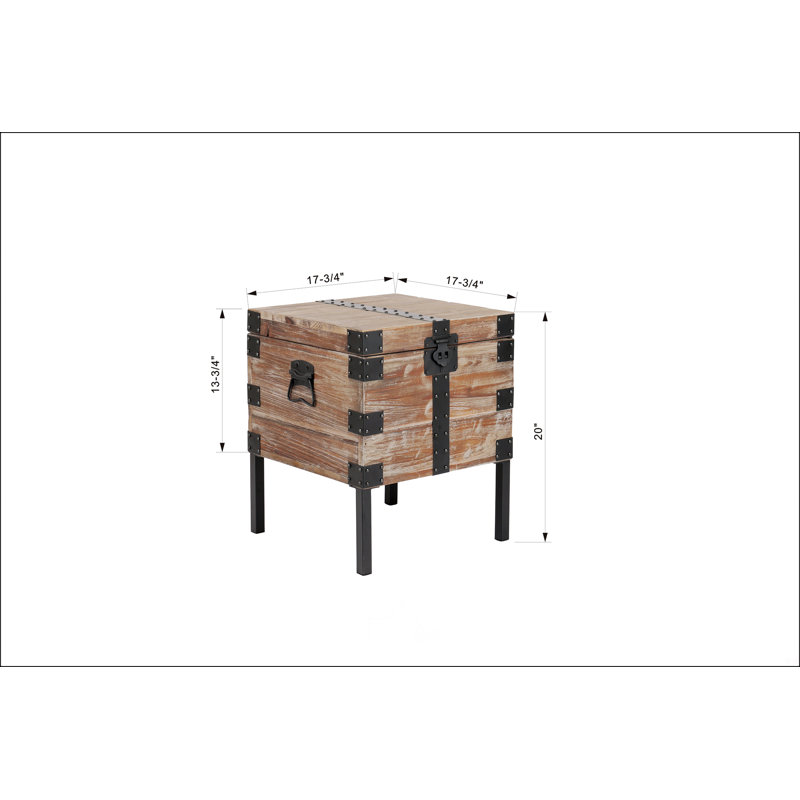 Antique Reclaimed Wood Grey Trunk Table And Side Table S/3