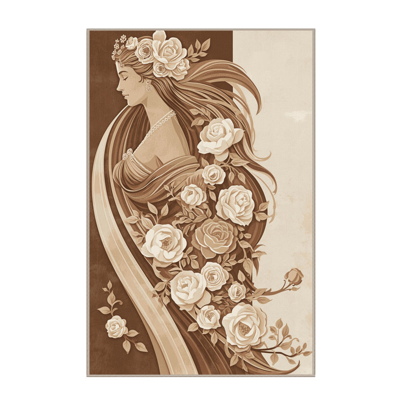 Tapis beige chic et luxueux lavable à la machine Joyce Aphrodite - reliure beige, 8 x 10