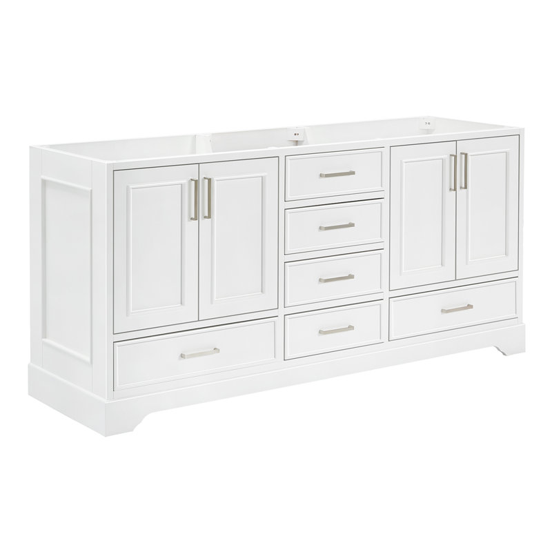 Stafford 72.75'' W Double Bathroom Vanity Base, White