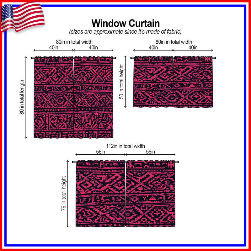 Rideaux de fenêtre Tribal Intricate, 40in x 61in - 2 panels, Room Darkening
