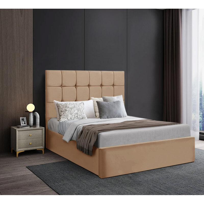 Aigner Upholstered Bed, Small Double (4'), Beige