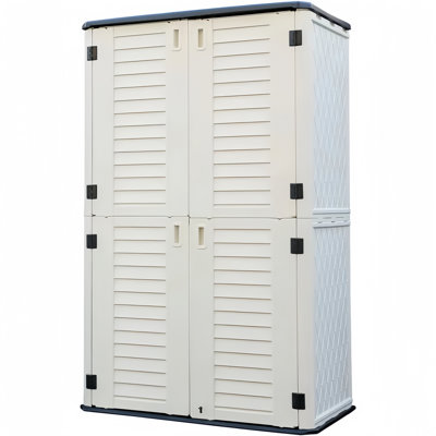 Armoire de rangement verticale en résine à double porte avec plancher Yardgrace 490 gallons