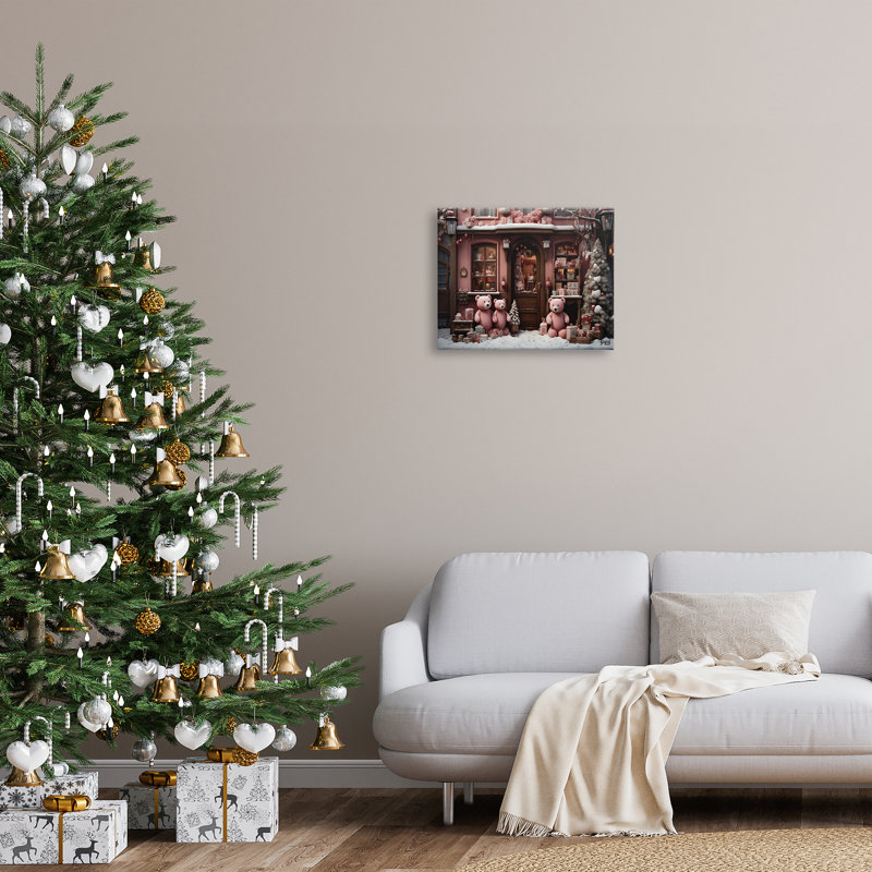 Boutique de Noël avec ours, H 16 po x l 20 po x P 1,5 po