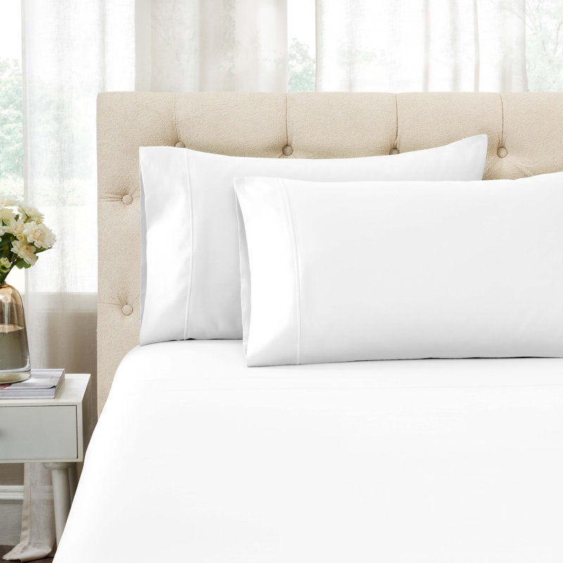  Ensemble de draps Luxury, Blanc, Ensemble de draps pour lit très grand californien