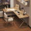 Bureau en bois massif en L Burlywood-1352923561-1352923564