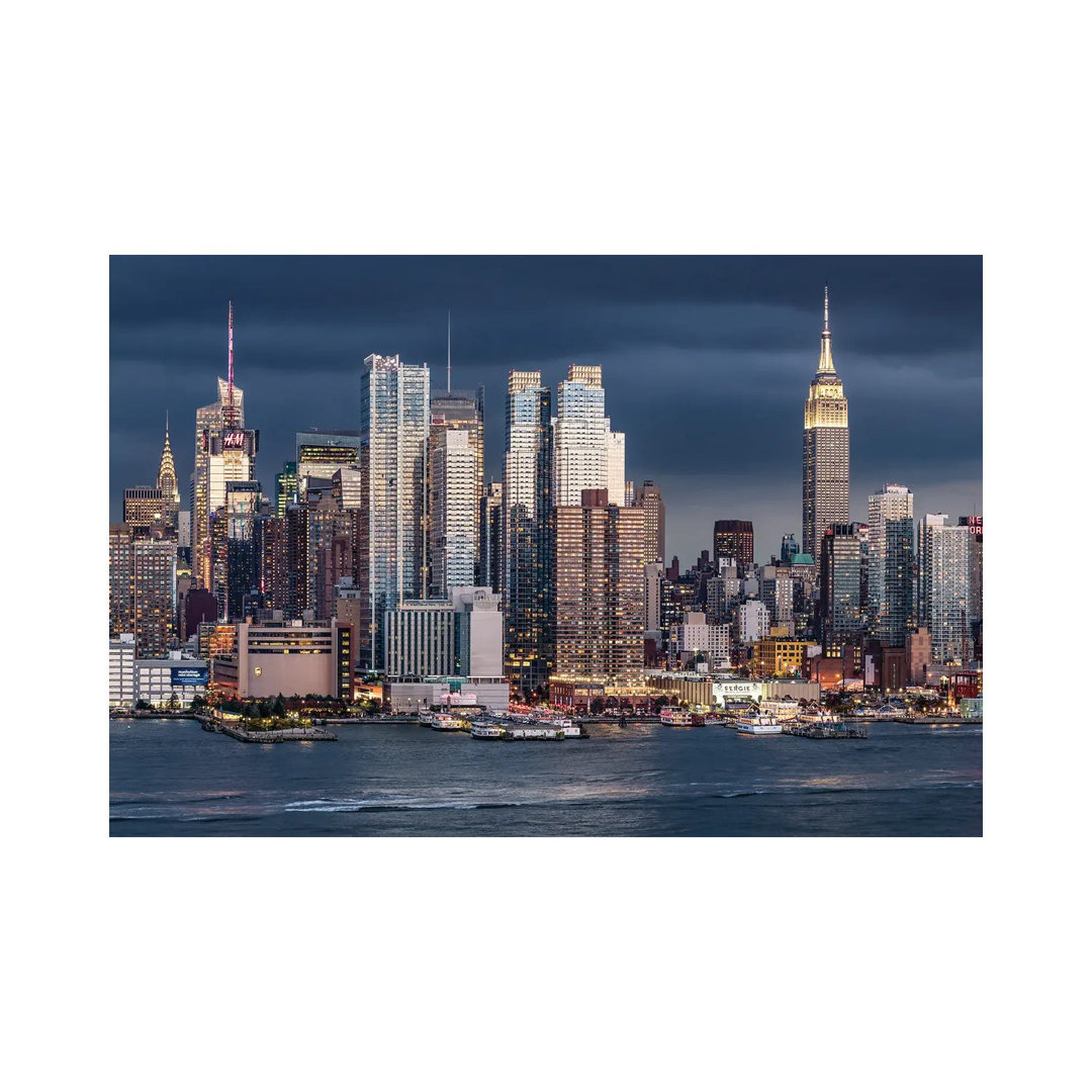 Manhattan Skyline With Empire State Building, New York City by Jan Becke - Wrapped Canvas Print