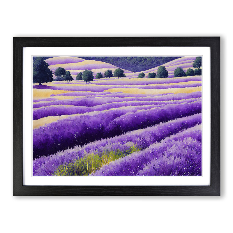 Lavender Field Vol.5 - Single Picture Frame Painting, 46cm H x 64cm W x 2cm D, Black