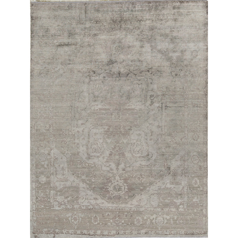 Tapis gris clair de haute qualité noué à la main Windsom