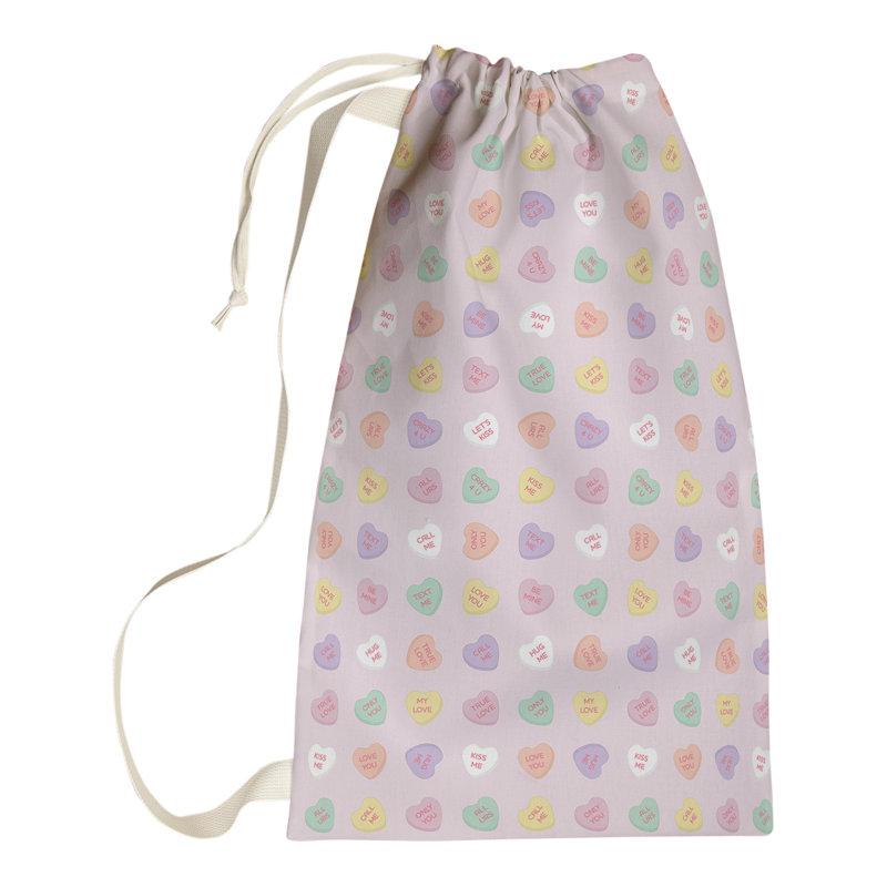 Fabric Laundry Bag with Handles, Small (29" H x 18" W x 1" D), Pink