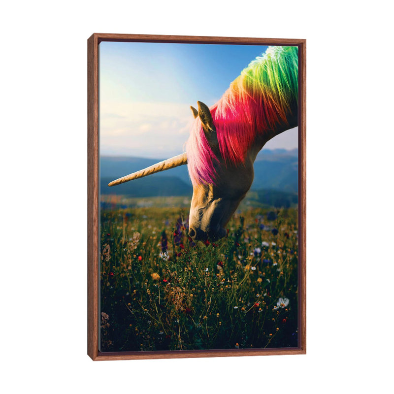 «Daydreaming Unicorn Rainbow» par Soaring Anchor Designs - impression d'art graphique, H 60 po x l 40po x P 1,5 po