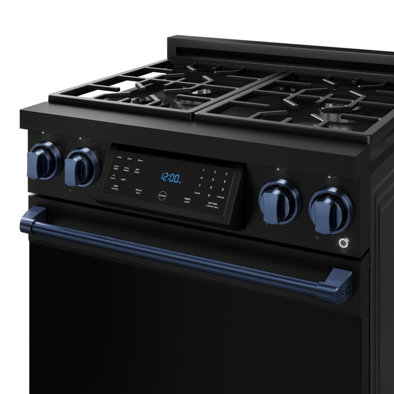 Gordon Ramsay by THOR Kitchen 30 Inch Professional Gas Range with Tilt Panel Touch Control in Black/Navy Blue, Navy Blue