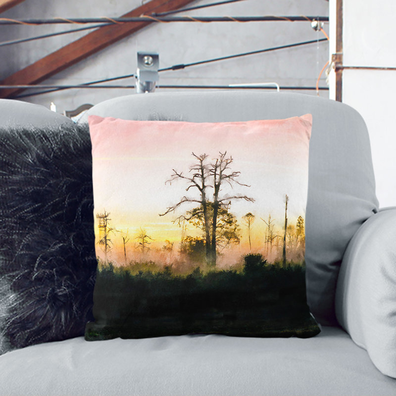 Fog over Woodland Cushion with Filling, 40cm H x 40cm W x 15cm D