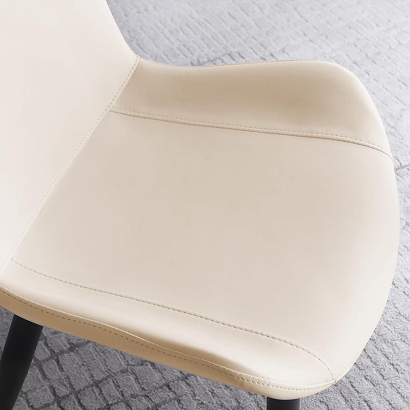 Modern PU Leather Upholstered Dining Chairs With Sturdy Metal Legs (Set Of 6), Beige