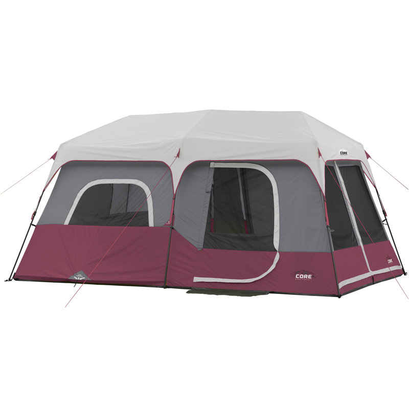 CORE Instant Cabin 14 x 9 Foot 9 Person Cabin Tent with 60 Second Assembly, Red