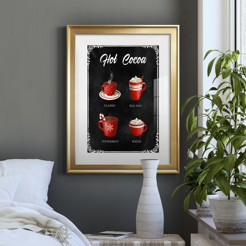 Cacao chaud - reproduction de cadre photo sur papier, H 18,5 po x l 24,5 po x P 1,5 po, Papier encadré doré