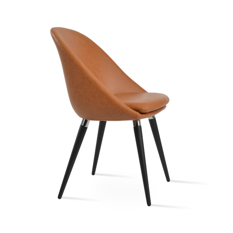 Chaise d'appoint Avanos Ana, Noir/chrome, Caramel
