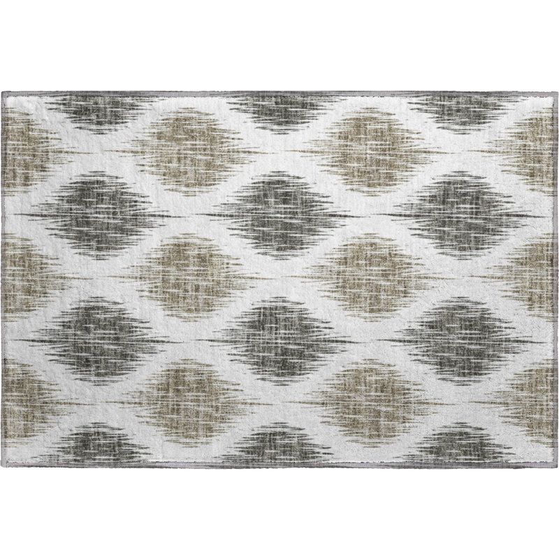 Tapis taupe Prisco lavable à la machine de qualité supérieure, Rectangle 1 pi 8 po x 2 pi 6 po