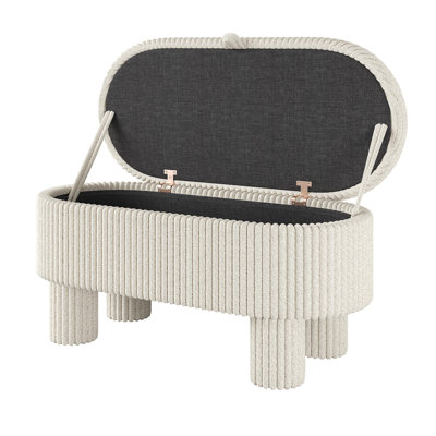Modern Storage Ottoman Corduroy Upholstered Bench Bedroom Storage Seat Entryway Shoe Bench For Living Room, Bedroom And Entryway,Beige
