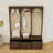 Farmhouse Hall Tree with Entryway Bench, Coat Rack, 3 Drawers and 8 Retro Hooks-1092942890