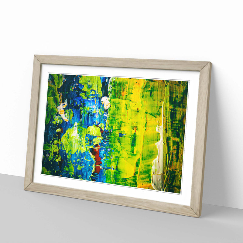 Abstract Art Painting Vol.63 by S.Johnson - Picture Frame Painting Print, 27cm H x 36cm W x 2cm D, Oak Framed