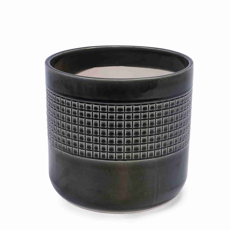 High quality ceramic flowerpot, Black