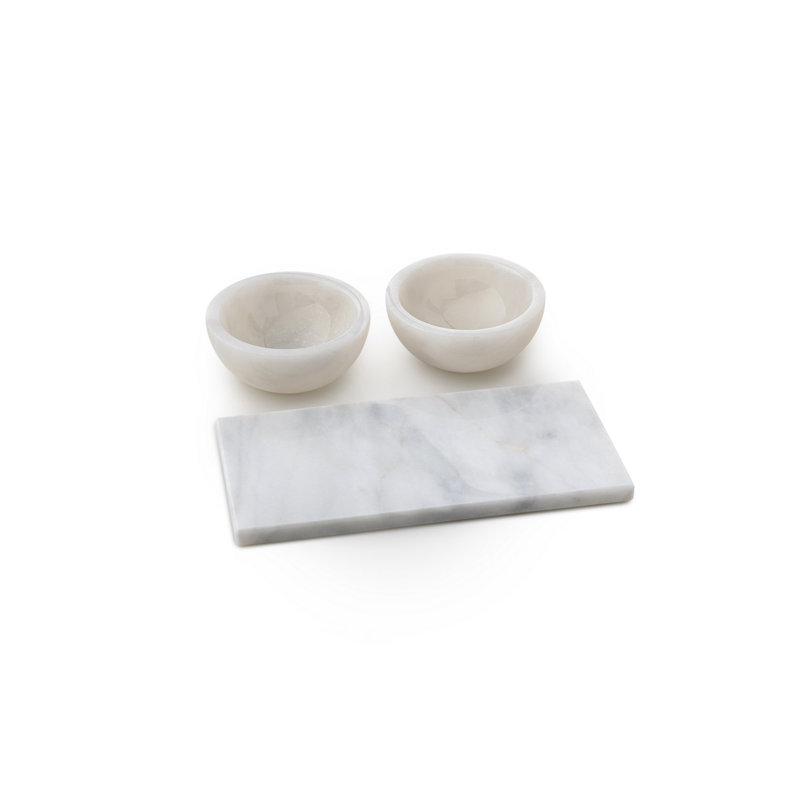 Ensemble de bols en marbre Elegant Thassos (3 pièces), couleur blanche | Plateau de meuble-lavabo: 7,9 po x 11,8 po x 0,4 po | Boîtes à épices: 3,1 pouces de diamètre, 2,8 pouces de hauteur | Parfait pour les décorations élégantes et les solutions de rangement fonctionnelles