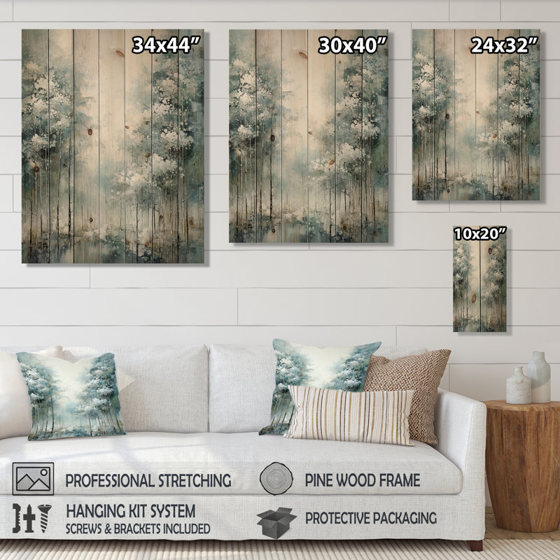 Forêt de pins enchantée I sur bois, H 40 po x l 30 po x P 0,78 po