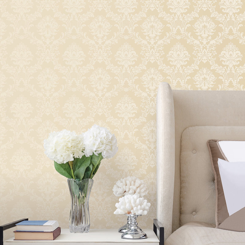 Palmwood 10m x 52.8cm Semi-Gloss Wallpaper Roll, Dark Cream