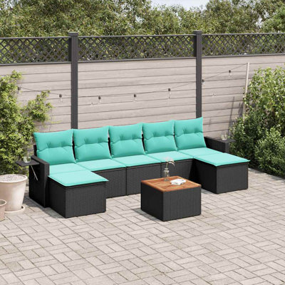 Ensemble de canapé de patio 8 pièces avec coussins en rotin de polyester