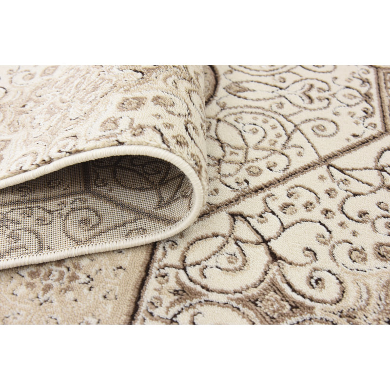 Tapis oriental crème Anah, Carré 8 pi