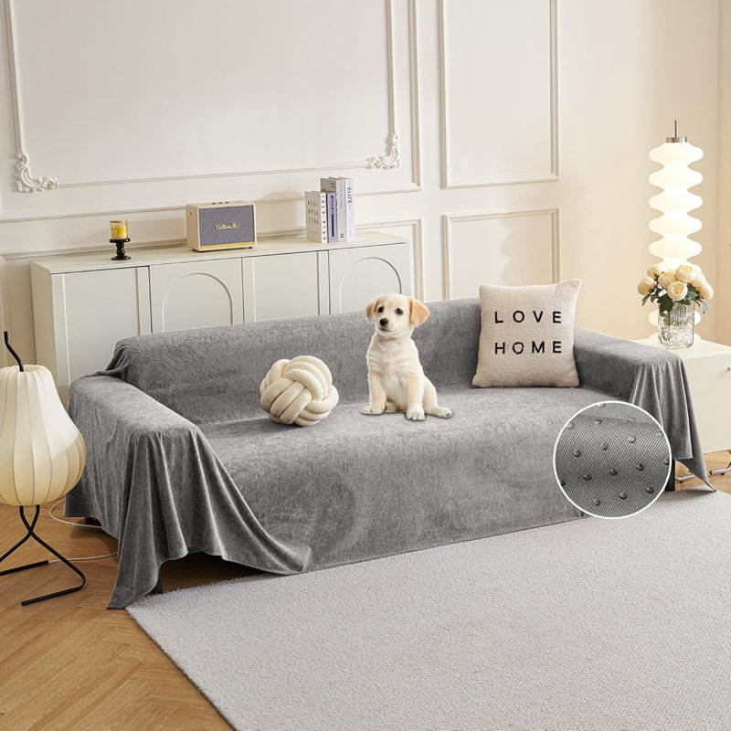 Housse de canapé - Housse de canapé à 3 coussins, Housse de protection pour meubles pour animaux de compagnie antidérapante pour canapés modulaires, Housse de canapé lavable résistante aux égratignures pour chiens et chats, Gris