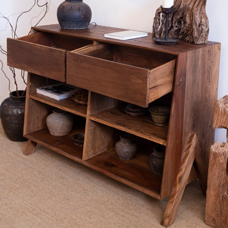 Vitrine de style Wabi-sabi, H 35,43 po x l 47,24 po x P 19,69 po