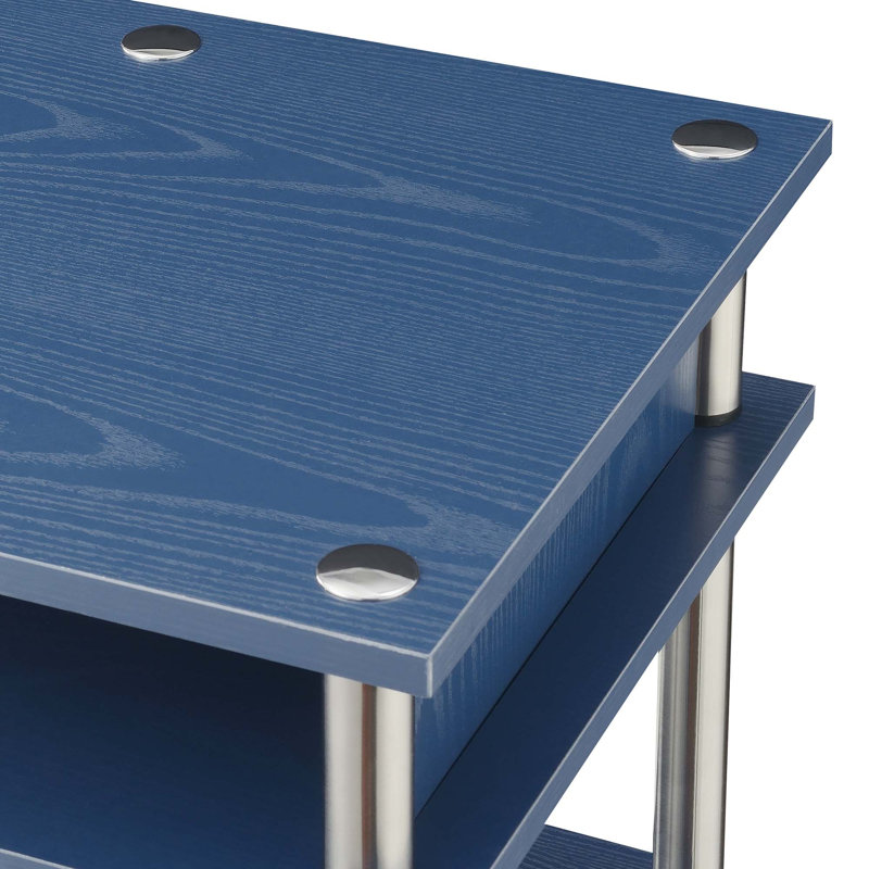 Edwin No Tools Writing Desk with Shelves, Cobalt Blue/Silver  Poles