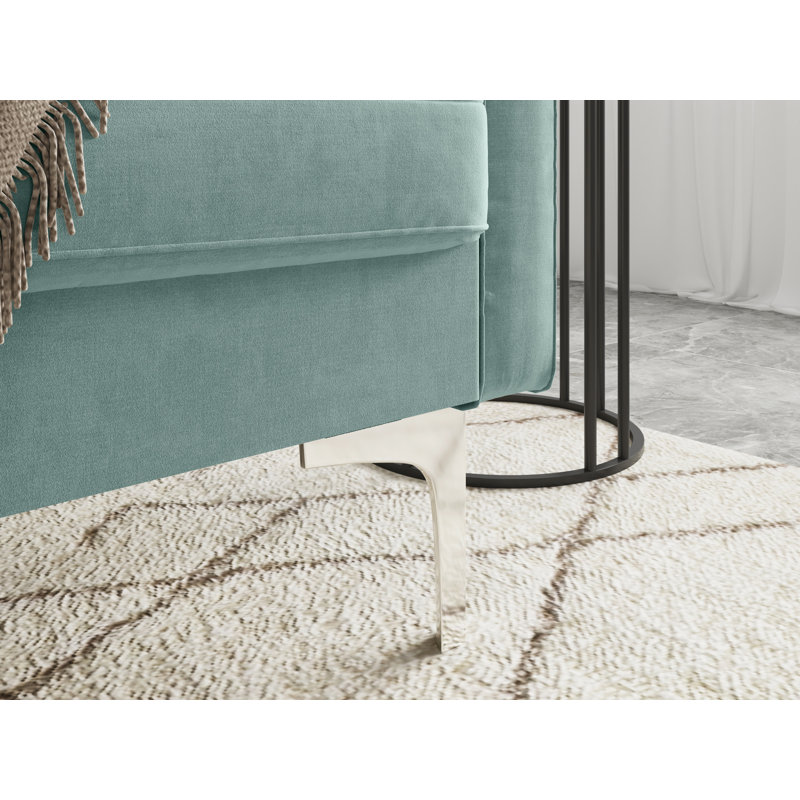 Maeesha 58" Velvet Square Arm Sofa Loveseat, Aqua Turquoise Velvet
