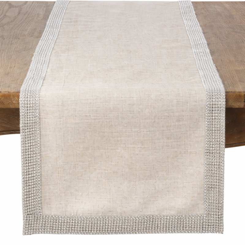 Chemin de table argenté 16 po x 72 po, L 72 po x l 16 po, Argent argent