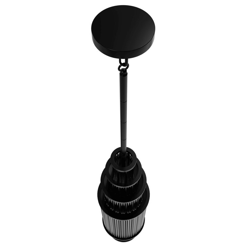 Waldorf Metal And Glass Rod Pendant, 146" H x 10" W, Polished Gunmetal, 17 Lights