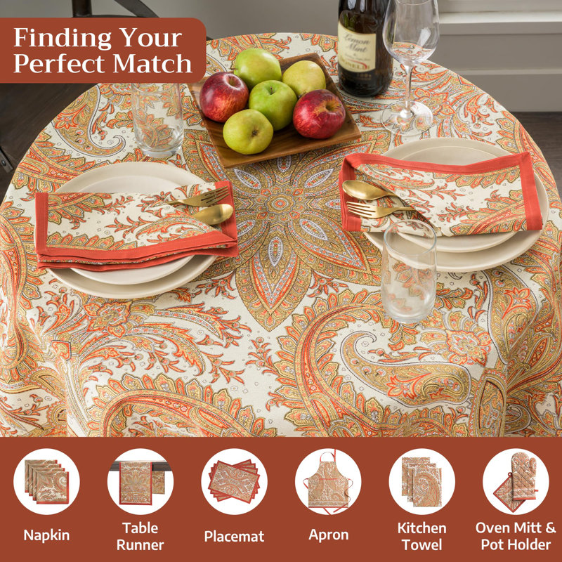 Maison d'Hermine Kashmir Paisley 100% Cotton Tablecloth - 63" Round