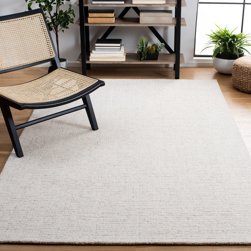 Tapis ivoire / beige en laine touffeté à la main Maja, Rectangle de 11 pi x 15 pi