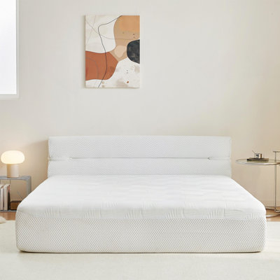 Matelas tout en un et cadre de lit Matelas de 15 pouces dans une boîte avec tissu frais, soulagement de la pression, isolement du mouvement, aucun assemblage requis pour le salon, la chambre à coucher et le dortoir