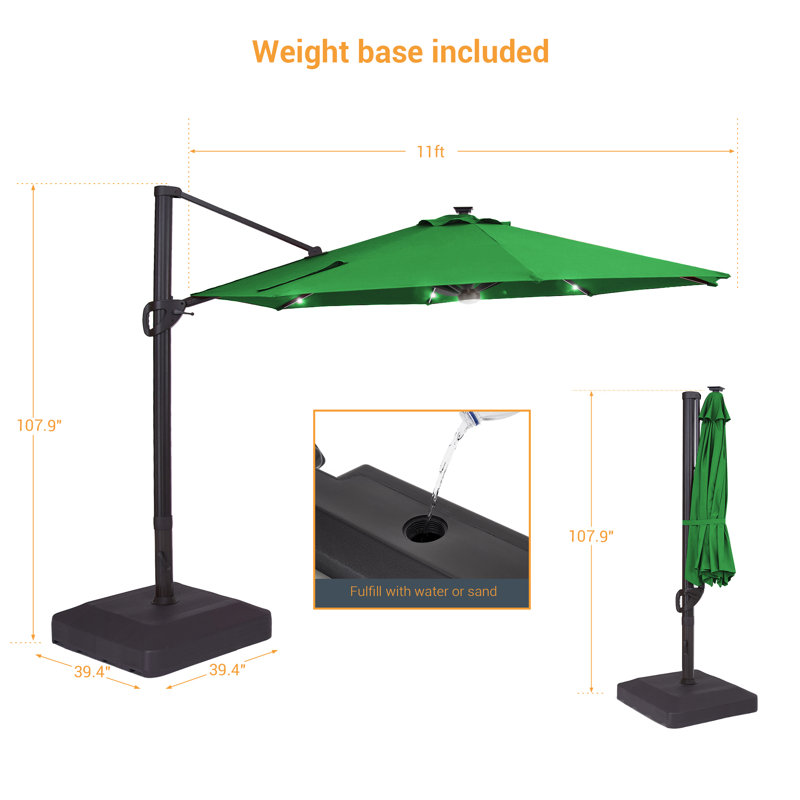 Parasol suspendu suspendu 11 pi, Kelly vert