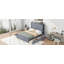  Lit plateforme double avec tiroirs et tablettes de rangement, gris